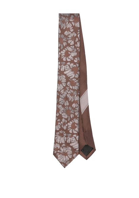 Brown printed silk tie Dries Van Noten - men DRIES VAN NOTEN | 2510216001901703